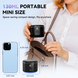 Portable Ultrasonic Cleaner, 56kHz Ultrasonic Retainer Cleaner, Upgraded Lighted Retainer Cleaner Machine for Retainers, Dentures, Braces, Aligner, Mini Travel Design, Jewelry for Home (Black)