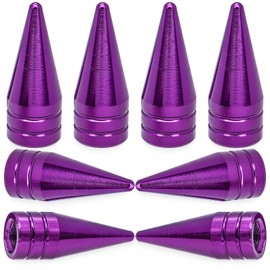 MEAJOO 8PCS Spiked Shape Tire Valve Stem Caps, Aluminum Alloy Spike Wheel Tire Valve Stem, Universal Dustproof Tire Valve Stem Covers for Cars, SUV, Trucks, Bikes, Motorcycles, Bicycles(Purple)