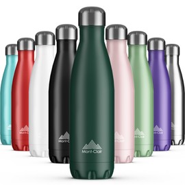 Mont-Clair Stainless Steel Water Bottle, Vacuum Insulated + BPA Free, 12h Hot & 24h Cold Drinks Bottle, Metal Water Bottle 1L Leakproof, Ideal for Adult, Kids, Running - Dark Green