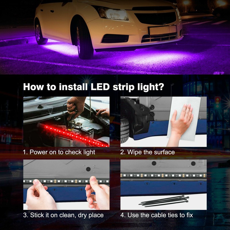 MICTUNING RGB LED Strips Under Car Truck Tube Underbody Underglow