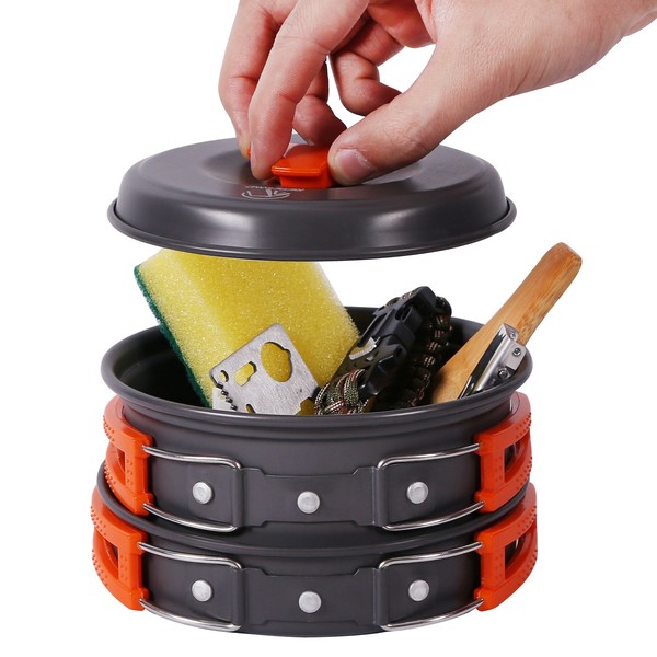 REDCAMP 11 PCS Camping Cookware Mess Kit, 800ml (28oz) Backpacking