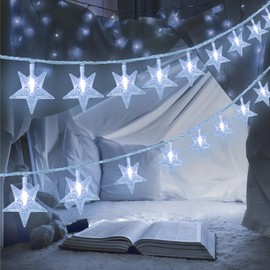 Star Lights Star String Lights 15 FT 30 LED Fairy Lights Battery Operated Indoor&Outdoor Twinkle Christmas Lights Bedroom Decor for Xmas Tree(Cool White)