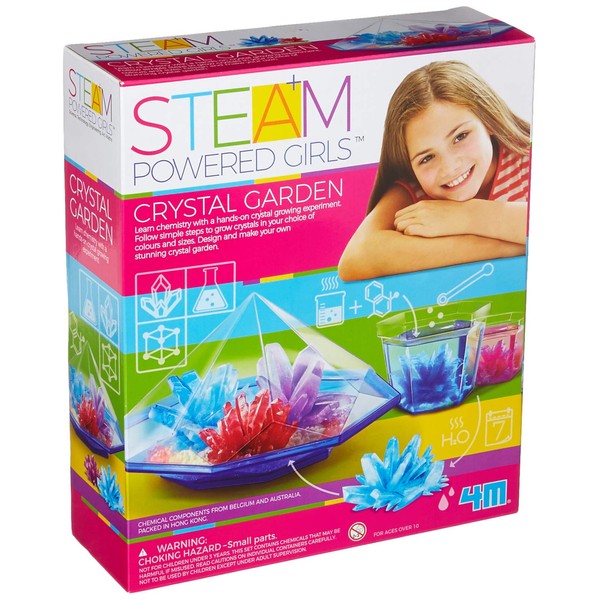 4M Toysmith, STEAM Powered Girls Crystal Garden, Chemistry DIY Stem Toy, for Girls Ages 10+