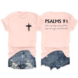 Ithalt Christian Tshirts Women Jesus Shirts Bible Verse Tshirt God Christian Cross Faith Short Sleeve Tops(FaithPink, Medium)