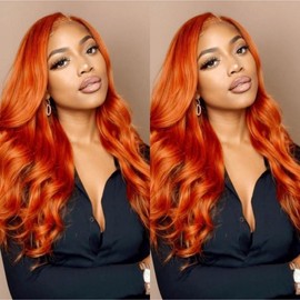Ali Pearl Wig Ginger Wig Human Hair #35 Orange Body Wave Lace Front Wigs Human Hair 5x7 Ready to Wear Wigs Glueless Human Hair Pre Plucked Pre Cut 16 Inch