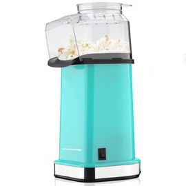 OVENTE Hot Air Popcorn Popper Maker with Measuring Cup, One-Touch Power Button and BPA-Free, 1400W Small Electric Corn Kernels Popping Machine for Kids Party and Movie Night, 16 Cups, Turquoise PM11T