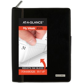 AT-A-GLANCE 2026 Appointment Book Planner, Weekly & Monthly, 8-1/4" x 11", Large, Executive, Zipper, Black (70NX810526)