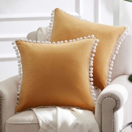 Unbranded 2PACK Golden Yellow Decorative Throw Pillow Covers 20"x20" for Safa Couch Decor