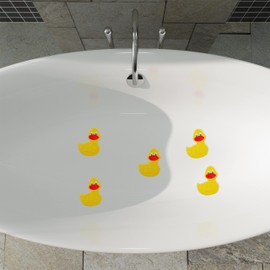 Relaxdays Children's Bath Stickers, Set of 5, Animal Design Duck with Suction Cups, Bath & Shower, Non-Slip Pads, Yellow