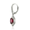 Sterling Silver Created Ruby & White Topaz Oval Dangle Earrings