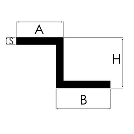 Aluminium Z-Profile Rail Rolled Blank Aluminium Profile 40 x 40 x 40 x 3 mm 500 mm