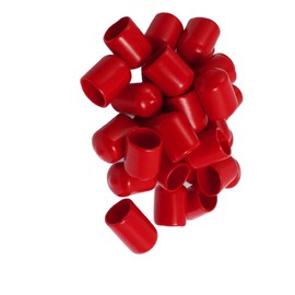Aexit 30 Pcs Hydraulics, Pneumatics & Plumbing 25mm High 16mm Inner Dia Round Tip Red PVC Insulated Pipes End Caps