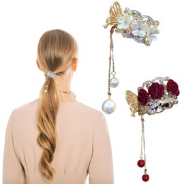 Traziewell Small Hair Clips for High Ponytail Nonslip Rhinestone Hairclips Ponytail Holder High Ponytail Claw Clip Decorative Hairpins Hair Accessories for Women and Girls 2705