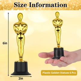 WINKIO Gold Award Trophies，6” Gold Award Statues, Pack of 6 Mini trophies, Plastic Trophy Award for Competition,Events, Sports, Party Decorations,Award Ceremony and Appreciation Gift