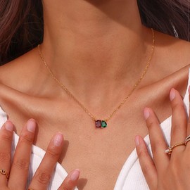 Sistble Birthstone Necklace Gifts for Women December Turquoise Necklace 14K Gold Plated Emerald Necklace 50th 40th 30th Birthday Gifts for Women Valentines Mothers Day Jewelry Gift