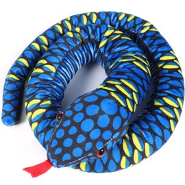 Toyvian 100cm Blue Stuffed Snake Plush Pillow Stuffed Animal Huge Snake Doll Soft Giant Snake Plush for Decoration