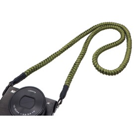 INPON Camera Strap Paracord Braided Neck Strap Shoulder Strap with Round Ring Cover for SLR Mirrorless Cameras Green 13mm Diameter 105cm