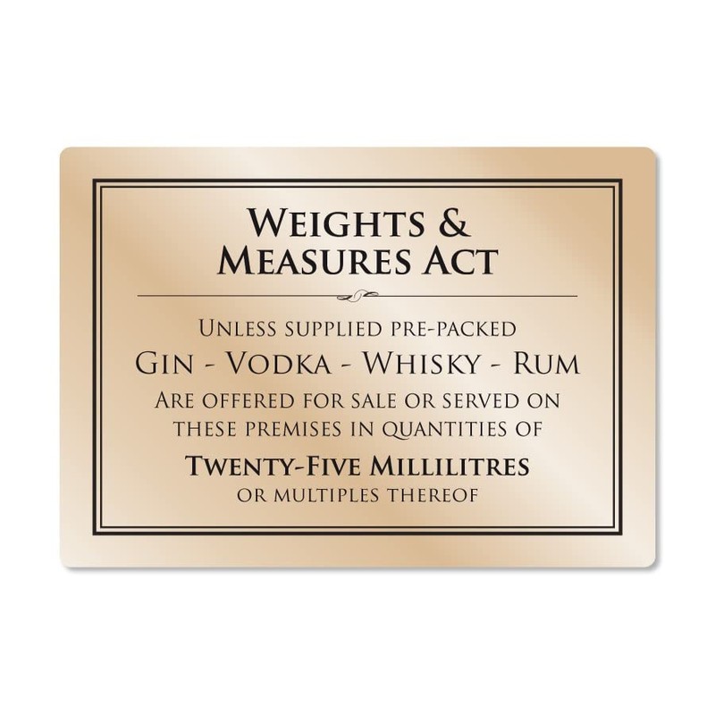 Essential Bar Licensing Pack - Gold Signs (5 Pcs, 25ml)