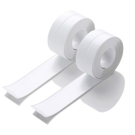 Caulk Tape Self Adhesive, 2 Rolls Waterproof Toilet Caulk Strip, Toilet Sealer Around Toilet Base, Traditional Caulking Replacement, Caulking Tape for Bathroom, Bathtub, Floor Wall Edge Protector (2)