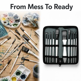 10-Piece Paint Brush Set for Acrylic & Watercolor - Nylon Hair Wooden Handle Brushes for Art, DIY & Painting Projects