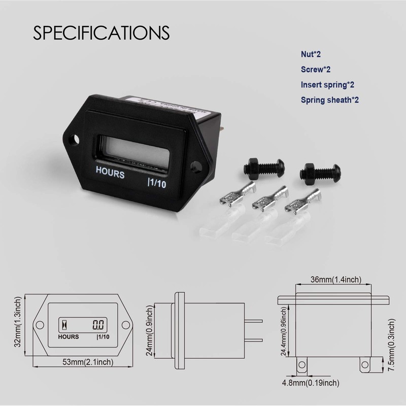 Jayron LCD Digital Hour Meter AC 86V to 230V Resettable