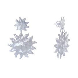 LES POULETTES BIJOUX - Silver Metal Earrings Two Hoops Sun, Metal