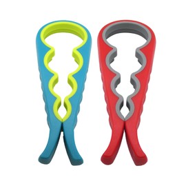 Gadgetime USA 4 in 1 Jar and Bottle Opener -(2 pack) Non-slip, Kitchen tool - Easy to Use Multifunctional for Weak Hands Seniors, or Arthritis - (Blue and Red)