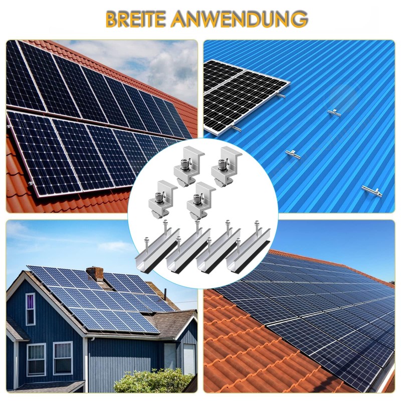 Solar Panel Bracket Flat Roof Kit, 4 Pieces Aluminium Rails