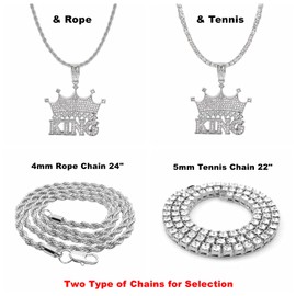 HH BLING EMPIRE Silver Gold Diamond Pendant Chain Necklace for Men Iced Out Hip Hop Chain Mens Jewelry Gifts, Zinc, crystal rhinestones