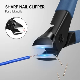 Nail Clippers for Thick Nails Start Makers Toenail Clippers Wide Jaw Nail Cutter Heavy Duty Nail Clipper Sharp Curved Toe Nail Clippers for Men and Women, Blue