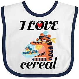 inktastic Cereal Lover Cute I Love Cereal Baby Bib White and Navy 401aa