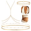 4 Pcs Gold Body Chains Belly Chain Waist Chain Anklets