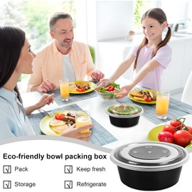 Pack de 30 recipientes para la preparación de comidas, recipientes de almacenamiento de alimentos de plástico con tapas, recipientes para la preparación de comidas redondos, sin BPA, recipientes para