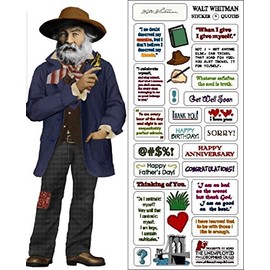 Walt Whitman Quotable Notable - Die Cut Silhouette Greeting Card and Sticker Sheet with Quotes and More - Envelope Included
