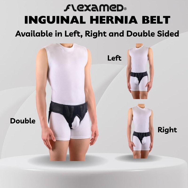 FlexaMed Right Side Inguinal Hernia Groin Belt Black (L 38-42)