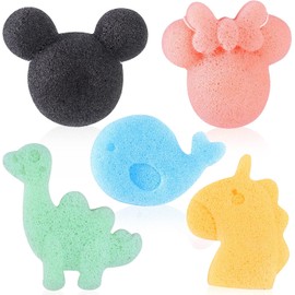 Konjac - Esponja de baño para bebé, forma clásica, esponjas de baño naturales para bebés, recién nacidos, accesorios de baño Konjac a base de plantas, 5 unidades (juego 1)