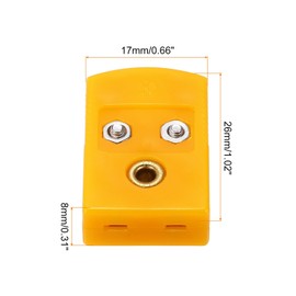 sourcing map K Type Thermocouple Wire Connectors Female Plug Adapter High Temperature 120°C(248°F) for Thermocouple Sensor Probe Dark Yellow 5pcs