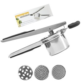 Potato Ricer, Ricer for Mashed Potatoes, 3 Interchangeable Discs Potato Masher Stainless Steel for Fluffy Mashed Potatoes, Heavy Duty Spaetzle Maker with Silicone Handle, for Gnocchi Spaghetti