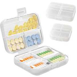 2 Stück Pillendose für Unterwegs Tablettenbox 7 tage für unterwegs, Reise Pillenbox, Pill Organizer Travel Für Reise und Tägliches Gebrauch usw (Transparent, Groß und Klein)