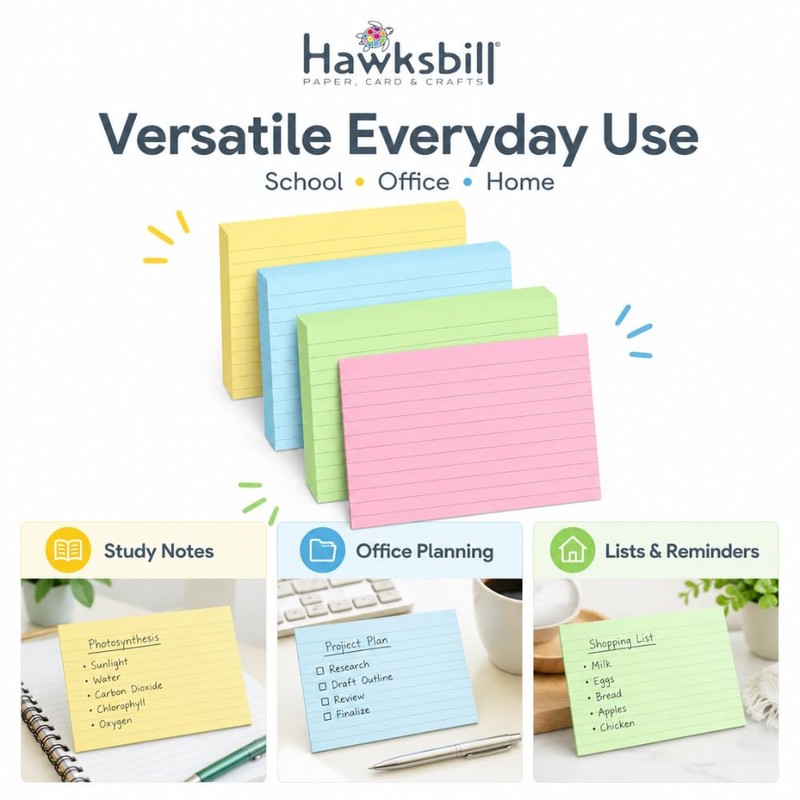Hawksbill 250 Revision Card A6 Flash Cards Coloured Index Cards