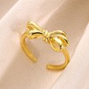 HUASAI Gold Bow Ring for Women: Non Tarnish, Adjustable, Stackable,