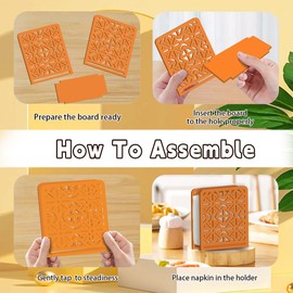 SUPERDANT Geometric Wooden Napkin Holder for Tables Geometry Serviette Holder 3D Hollow Carving Napkin Dispenser Tissue for Kitchen Dining Table Countertop Outdoor Decoration 13.5x12x6CM