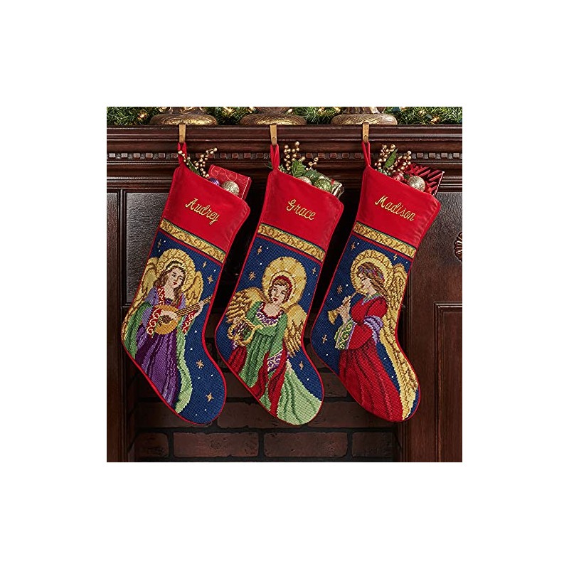 Peking Handicraft Heavenly Angel Handmade Wool Needlepoint Stocking