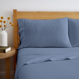 Road Trip America Jersey Sheets Set - Cotton 4 Pieces King Set - T-Shirt Soft Knit Stretchy Bed Sheets - All Seasonal and Deep Pockets - Certified by Oeko-TEX (Captain's Blue, King)