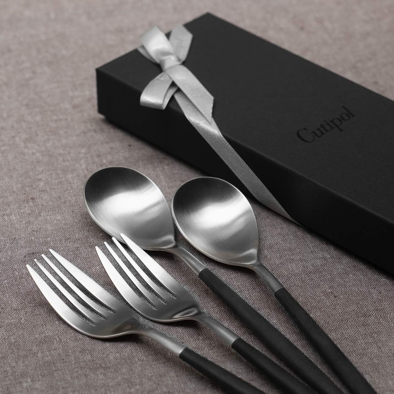 Cutipol MIO Black/Matte Silver Dinner (2 Forks and Spoons) 4