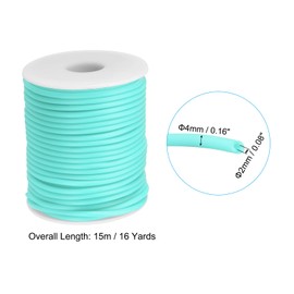 PATIKIL Hollow Pipe Rubber Cord 16 Yards 4mm, PVC Rubber Tube Cord 2mm Hole with Plastic Spool for Knitting Beading DIY Craft, Light Turquoise