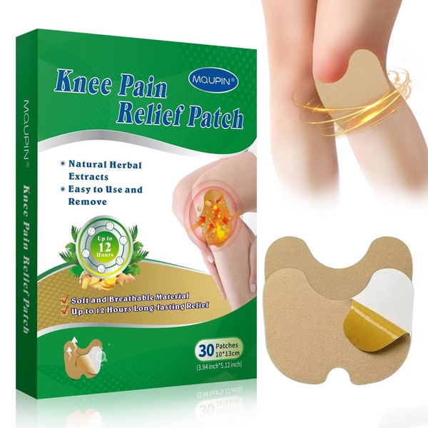 Knee Pain Relief Patches Upgraded 30 PCs,MQUPIN Heat Herbal Patchs Plaster Ginger Relief Warming Moxibustion,Up to 12h,Natural Herbal Patch for Arthritis Neck Shoulder Muscle Muscle Joint Pain Relief