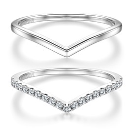 Dochais 2pcs S925 Gold Rings Women 14K Gold-Plated Cubic Zirconia Diamond Ring Set Silver 925 Ring Gold Ladies Stacking Thumb Ring Simple Ring Engagement Rings Jewellery Gifts, Size 62, Zircon