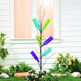 ATCS Unique Style Outdoor Metal Wine Bottle Holder Bush Tree Garden Yard Stake Decor