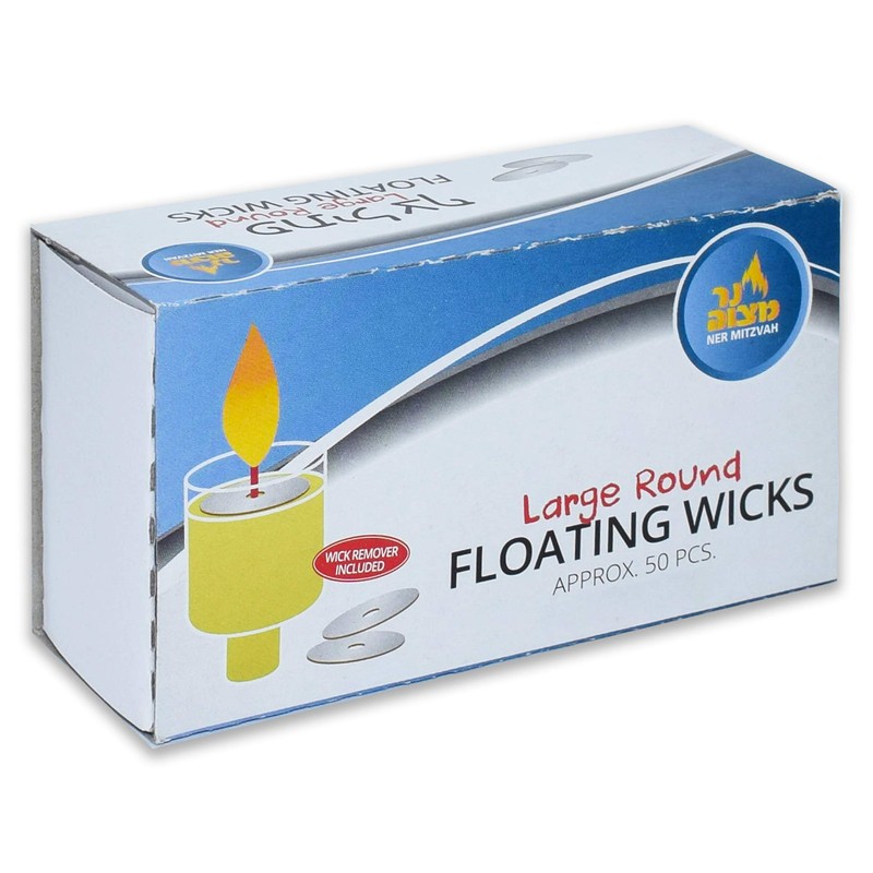 Ner Mitzvah Round Floating Wicks, Large Cotton Wicks and Cork